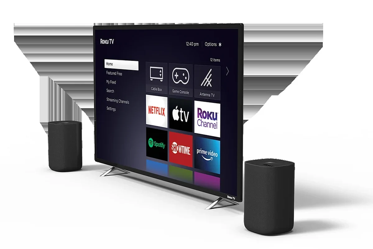 Wireless headphones connected to a Roku TV for private listening and gaming