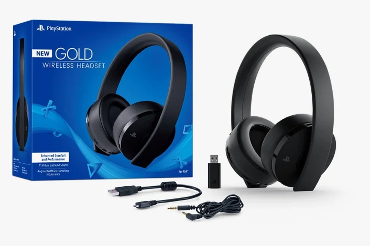 Bluetooth headphones connected to a PS4 controller and console setup for gaming audio