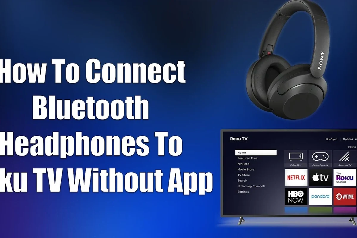 Bluetooth headphones connected to a Roku TV using a wireless transmitter
