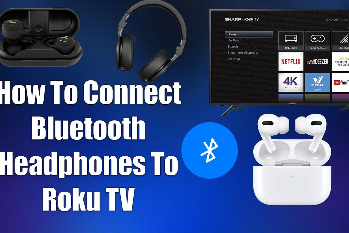 Person connecting headphones to a Roku TV for private listening in a living room
