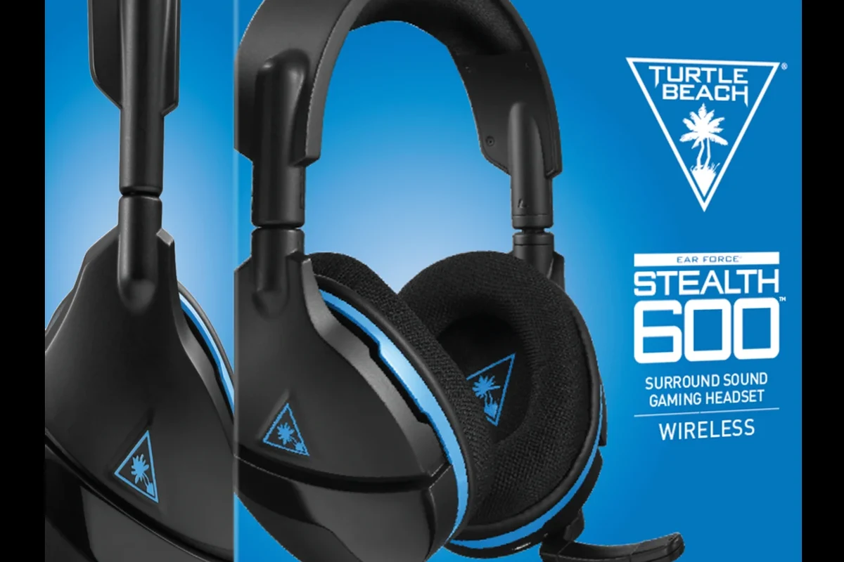Turtle Beach gaming headset connected to a PS4 controller with audio setup steps