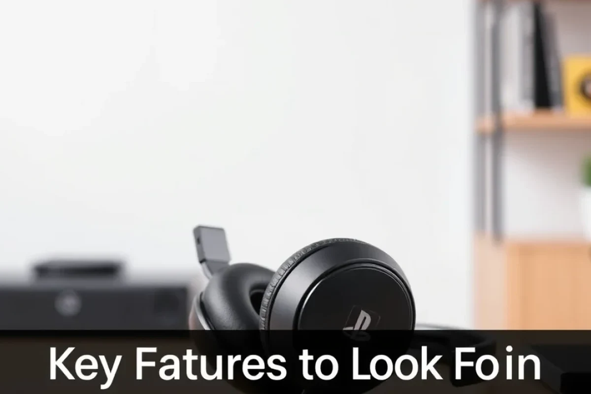 PS Portal gaming handheld with wired headset and wireless earbuds on a desk