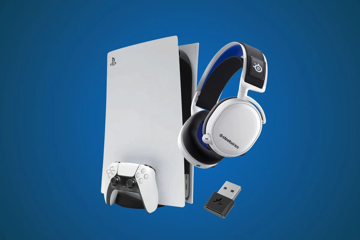 PS5 gaming headphones connected to a Windows PC for audio and microphone setup