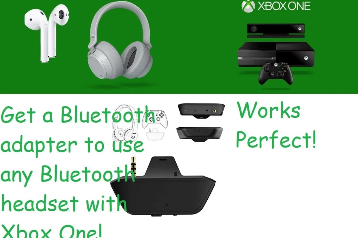 Xbox console with wireless headphones and a TV showing gaming audio setup