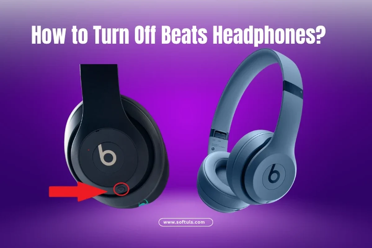 Person turning off Beats headphones with a power button beside a charging case