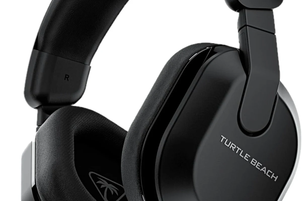 Turtle Beach gaming headset connected to a PS5 console with DualSense controller