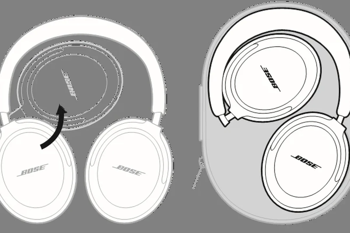 Bose headphones and phone showing a firmware update screen in a clean tech setup