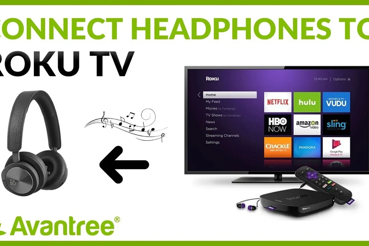 Person using wireless headphones with a smart TV in a living room