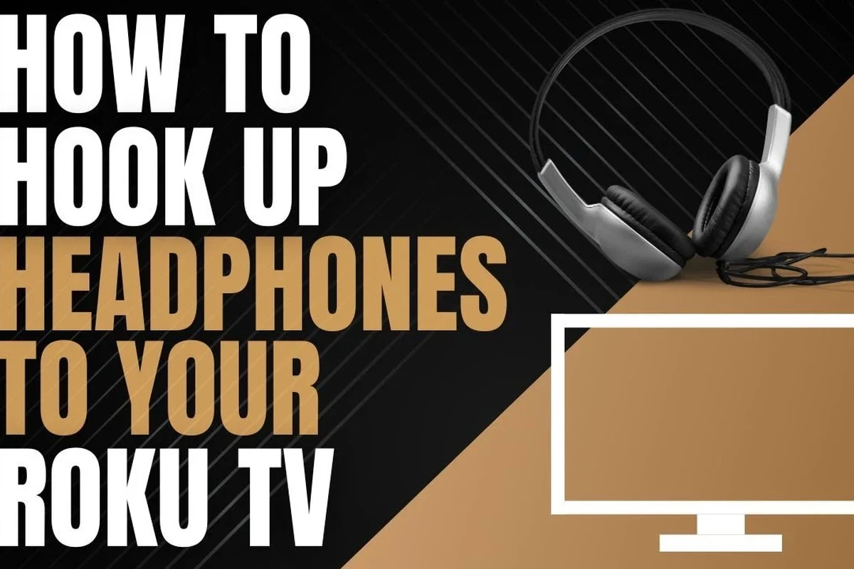 Person using headphones with a Roku TV for private listening in a living room