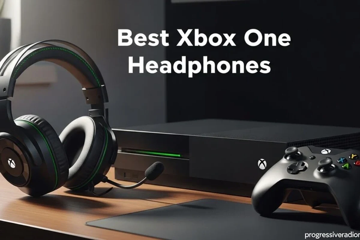 Xbox One controller with wired gaming headphones connected for clear game audio and chat