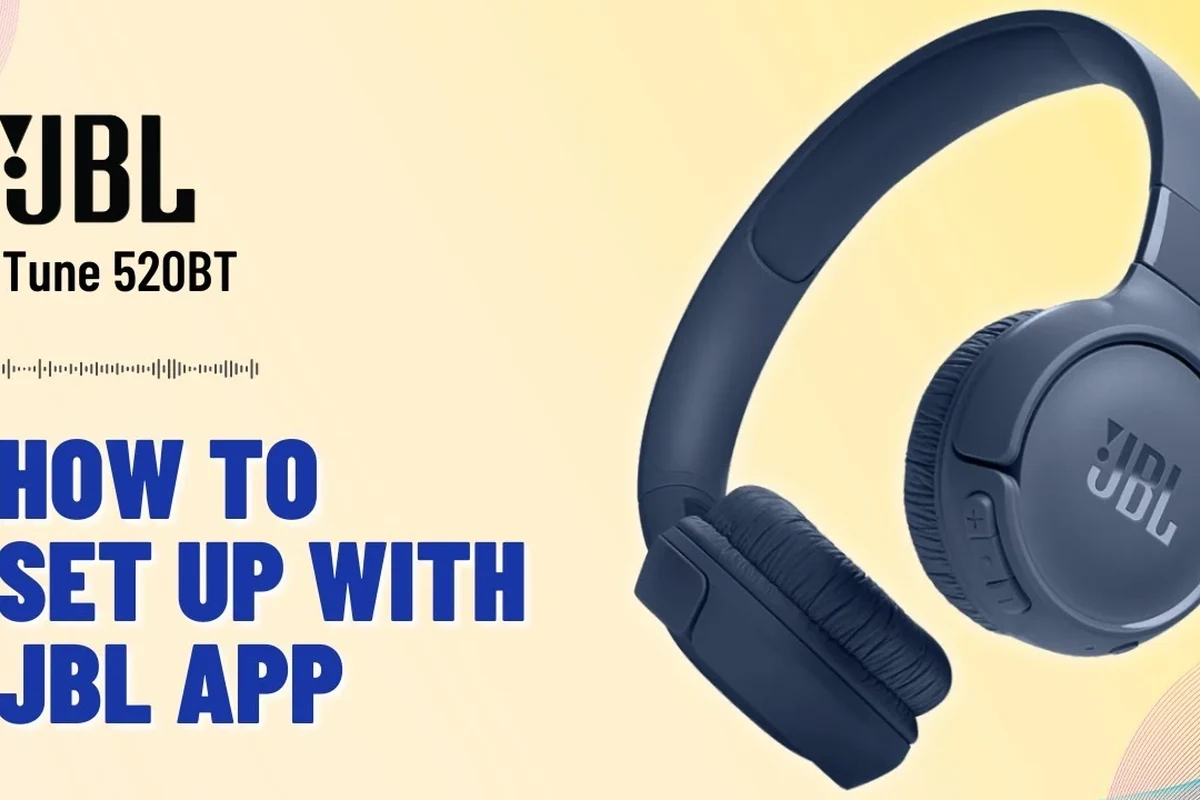 Person setting up JBL wireless headphones with a phone and Bluetooth pairing screen