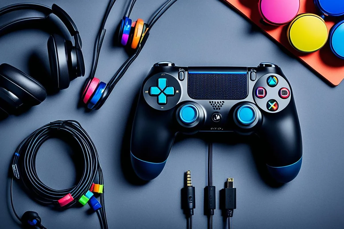 Gamers connecting wired and wireless headphones to a PS4 controller and console