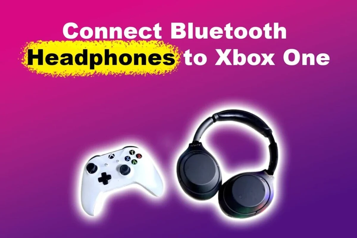Xbox controller with wired headphones connected beside a gaming console setup