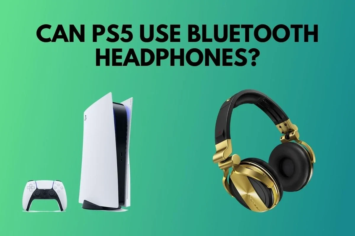 PS5 console with wireless Bluetooth headphones and gaming setup